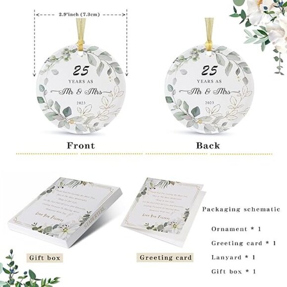 Happy 25th Anniversary Ceramic Ornament 2023 Christmas - BRAND NEW - Picture 2 of 11